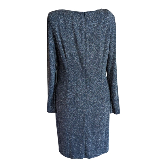Vince Camuto Navy Blue Glitter Asymmetrical Drape Dress, Size 14 - Picture 5 of 11
